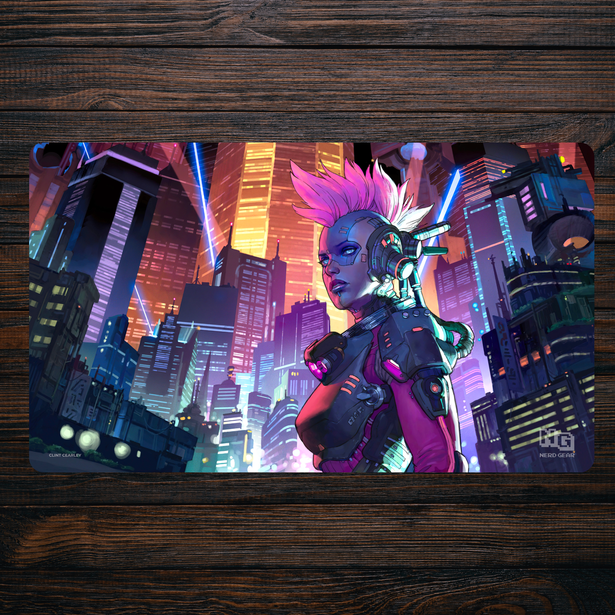 Cyberpunk - Clint Cearley - Premium TCG Playmat - MTO - Nerd Gear Gaming Inc.