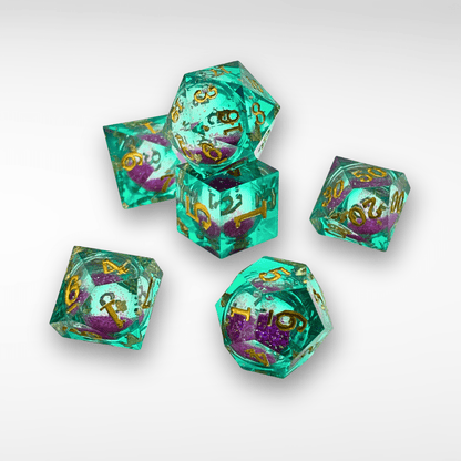 Siren's Quicksand – 7pc Handmade Sharp Edge Resin Dice Set - Nerd Gear Gaming Inc.