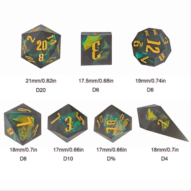 The Hollow Fog – 7pc Handmade Sharp Edge Resin Dice Set - Nerd Gear Gaming Inc.