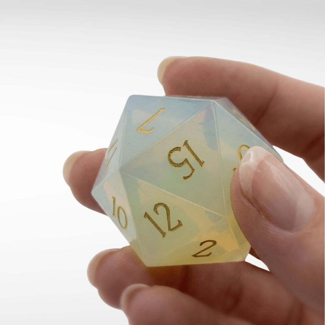 The Opalite Halo — 35mm Oversized D20 Dice - Nerd Gear Gaming Inc.
