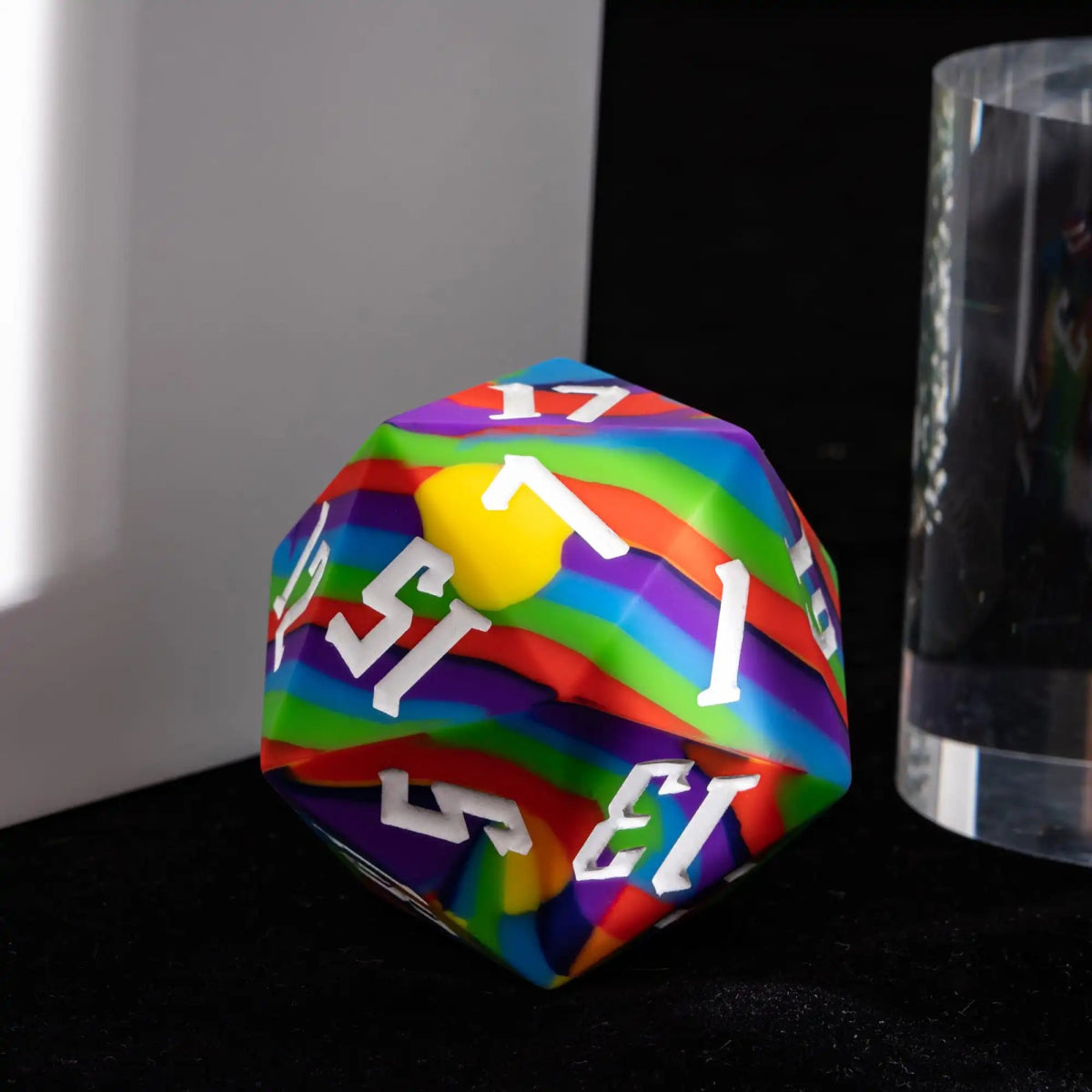 The Rainbow Swirl – 55mm Silicone D20 Dice - Nerd Gear Gaming Inc.