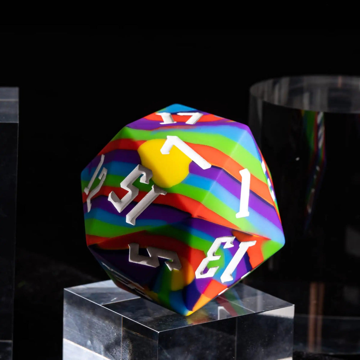 The Rainbow Swirl – 55mm Silicone D20 Dice - Nerd Gear Gaming Inc.