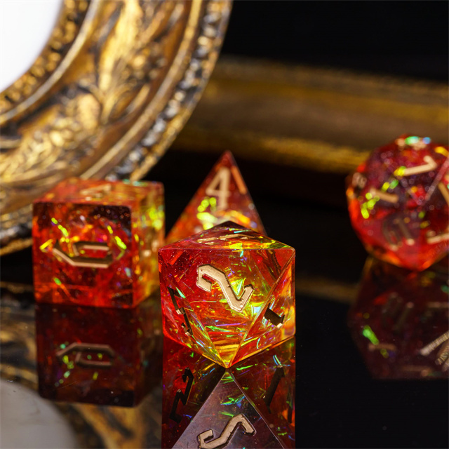 Wildfire Core – 7pc Sharp Edge Resin Dice Set - Nerd Gear Gaming Inc.