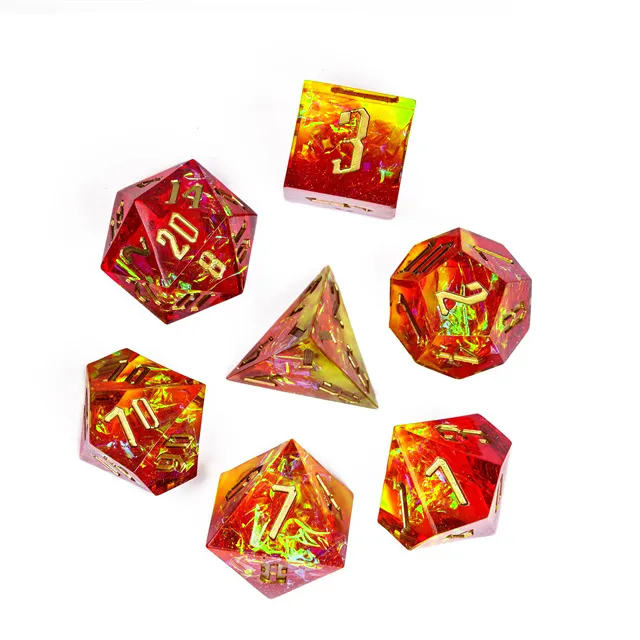 Wildfire Core – 7pc Sharp Edge Resin Dice Set - Nerd Gear Gaming Inc.