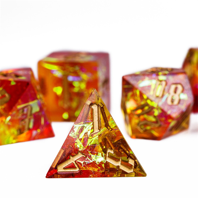 Wildfire Core – 7pc Sharp Edge Resin Dice Set - Nerd Gear Gaming Inc.